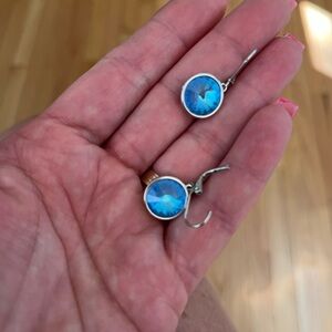Touchstone Crystal Blue Silver Earrings